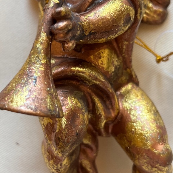 (5) NWT Gold cherub angel w trumpet Christmas hanging ornaments 7” h x 4.5” wide - Picture 3 of 15